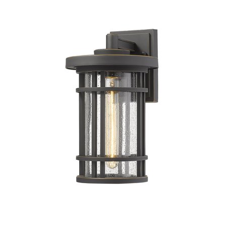 Z-LITE Jordan 1 Light Outdoor Wall Sconce, Oil Rubbed Bronze And Clear Seedy 570M-ORB